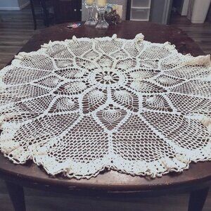 Vintage 48 inch hand crocheted cover